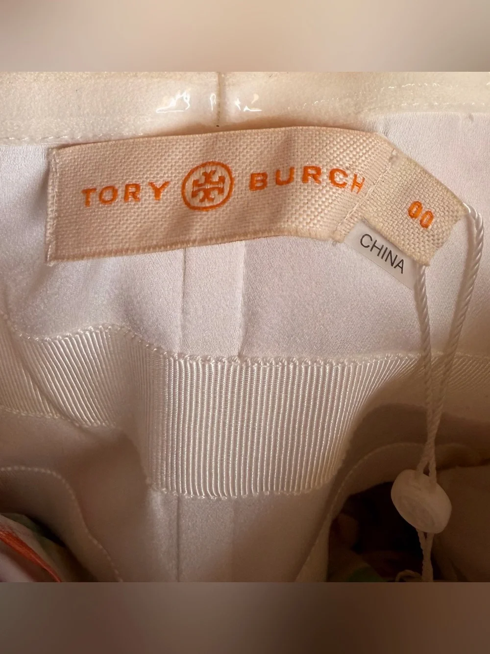 Tory Burch Tossed Confetti Strapless Dress with Orange Logo Trim Size 00